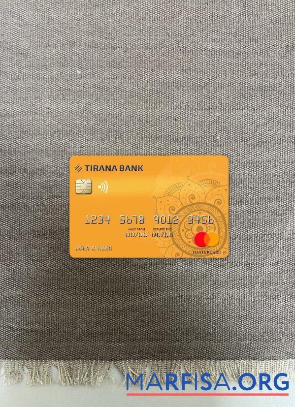 Realistic Albania Tirana bank mastercard photolook front sample
